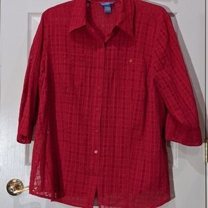 2XL button down sheer blouse. 3/4 length sleeve